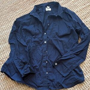 LOFT Women's Navy Button Down Shirt